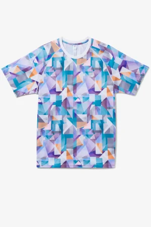FILA Back Spin Short Sleeve Printed Crew 131 GEO PRINT / WHITE Cheap