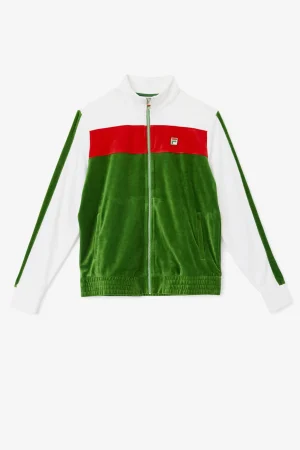 FILA Brice Velour Jacket 341 FORMAL GARDEN / WHITE / FILA RED Best Sale