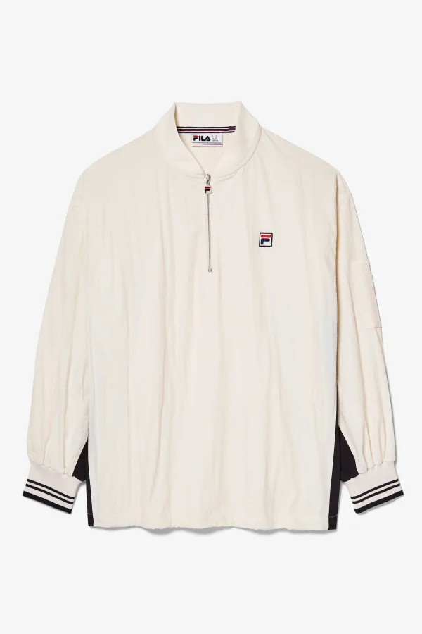 FILA Cima Crinkled Half zip Jacket 112 Off White / Black Cheap