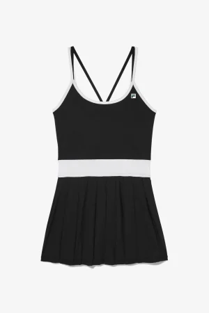 FILA La Finale Pleated Dress 001 BLACK / WHITE Cheap