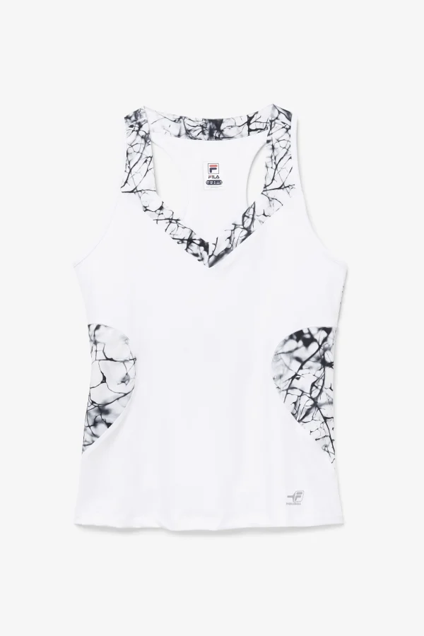 FILA Pickleball Halter Tank 101 MARBLE PRINT / WHITE Flash Sale