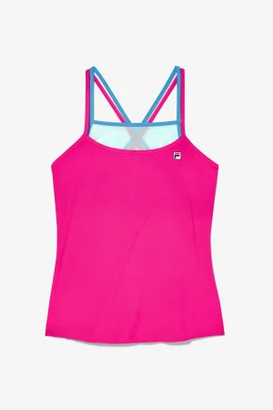 FILA Tie Breaker Strappy Cami 543 PINK GLO / BLUE RADIANCE Online