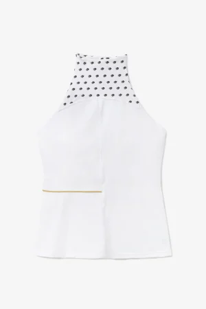 FILA Wild Card High Neck Racerback Tank 100 WHITE / BLACK / RATTAN Discount